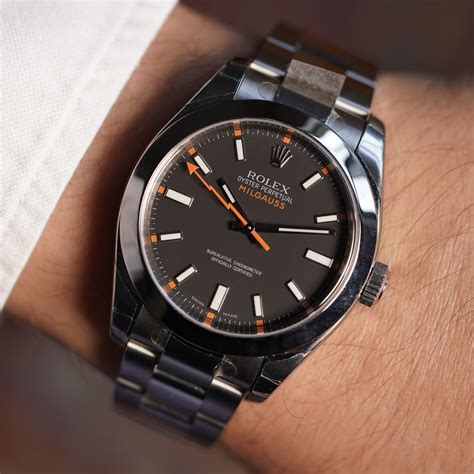 rolex milgauss black dial anniversary model|rolex milgauss black dial price.